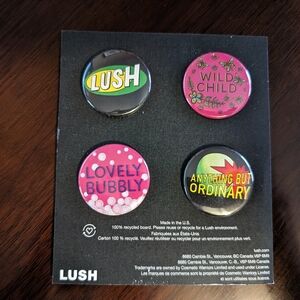 LUSH Cosmetics Limited Edition Collectible Recycled Material Pins